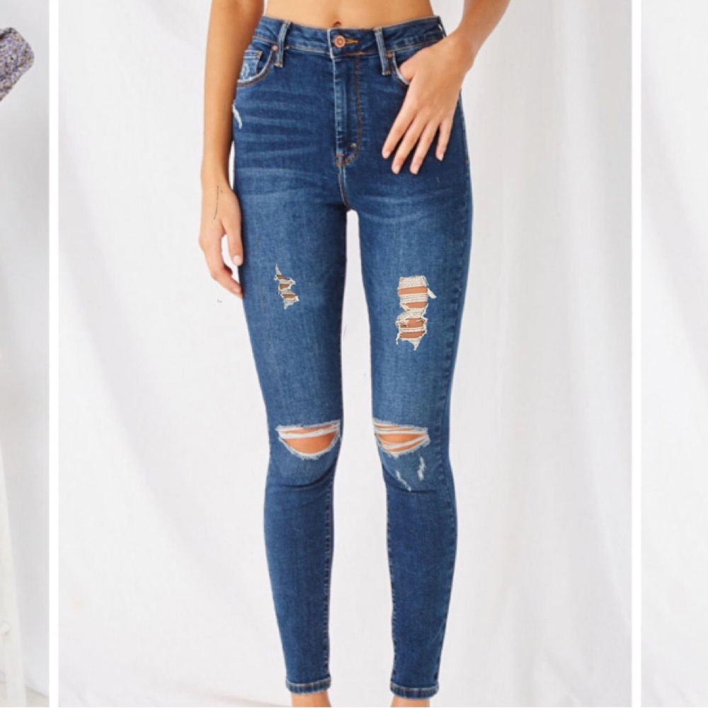 Forever 21 Distressed High Waisted Skinny Jeans
